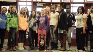 Ruby and students group photo Edgewood Middle School (1)